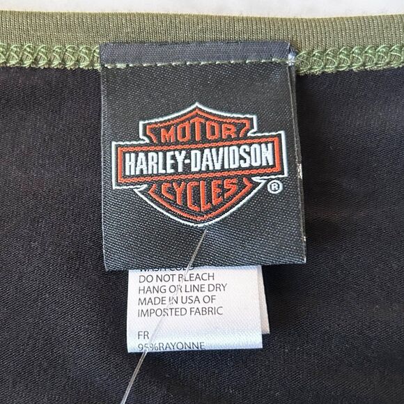 Harley-Davidson Olive Green/Black Reborn Eagle Long Sleeve T-Shirt - Women's 1XL - Picture 3 of 5